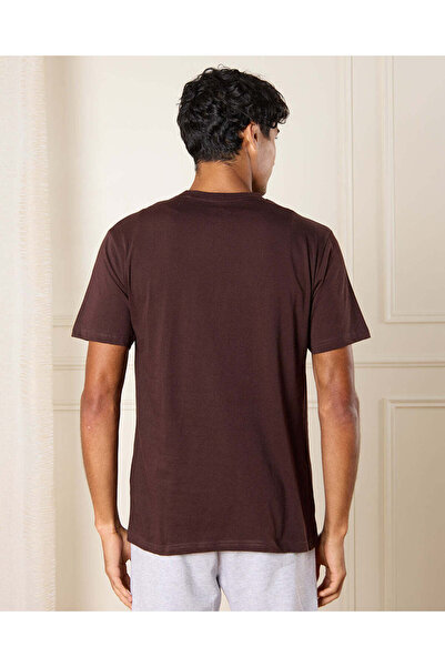 REDTAG Men Brown Brooklyn Print T-Shirt