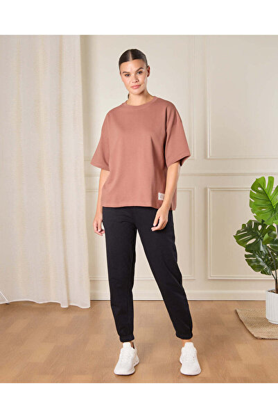 REDTAG Women Brown Solid Active T-Shirt