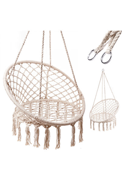 Ikonka Ikonka hanging swing, for indoor/outdoor use, with cotton ropes and metal frame, diameter