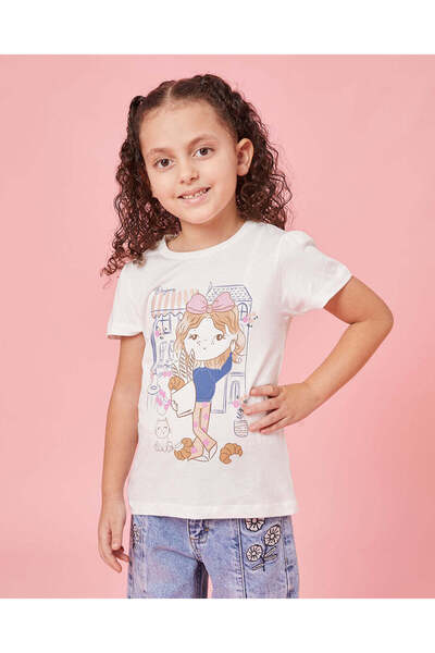 REDTAG تي شيرت أبيض للفتيات