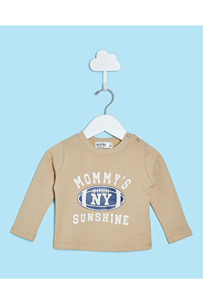 REDTAG Infant Boys Beige Printed T-Shirt