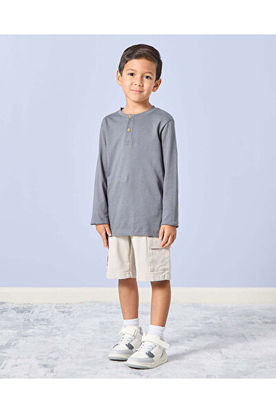 REDTAG Boys Grey Plain Henley
