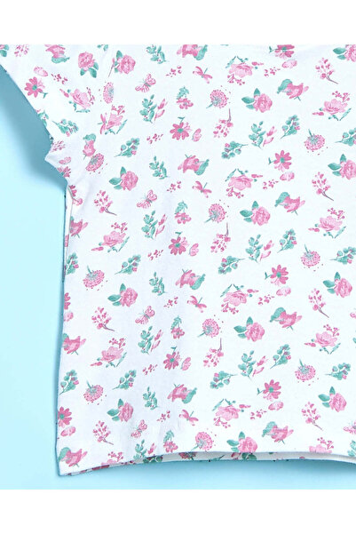 REDTAG Infant Girls Ivory Butterfly Print T-Shirt