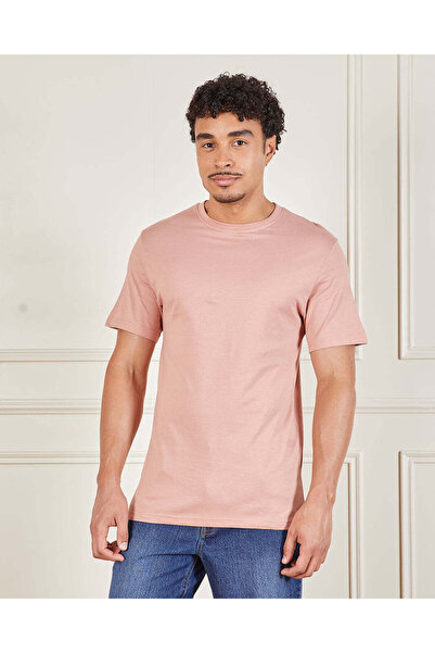 REDTAG تي شيرت رجالي وردي سادة