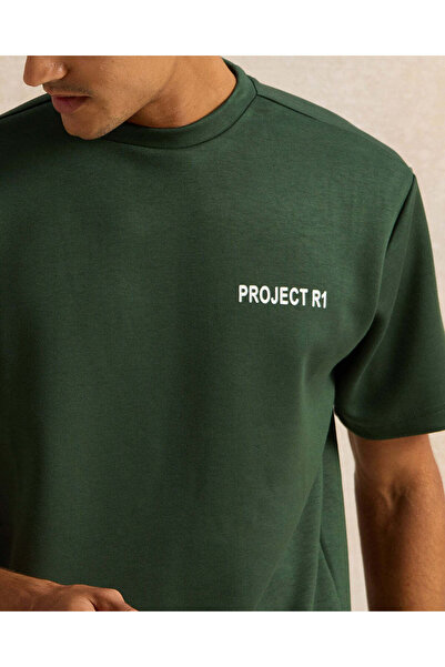 REDTAG Men Olive Printed Lounge T-Shirt