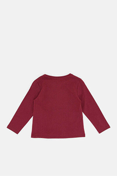 REDTAG Infant Girls Burgundy Love Print T-Shirt