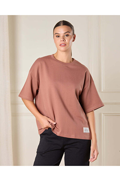 REDTAG Women Brown Solid Active T-Shirt