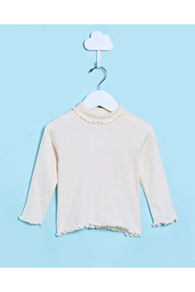 REDTAG Infant Girls Ivory High Neck T-Shirt