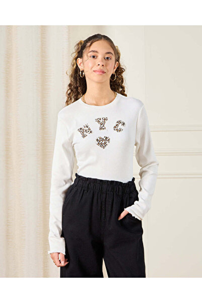 REDTAG Senior Girls White NYC Print T-Shirt
