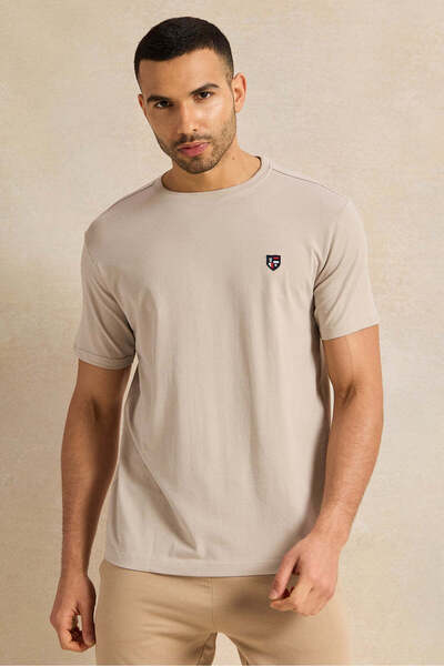 REDTAG Men Beige Printed T-Shirt