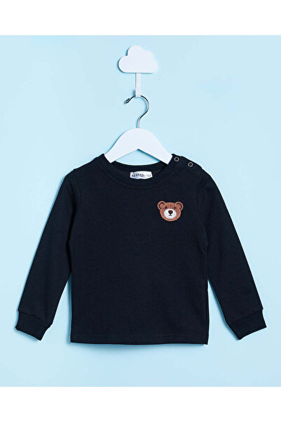 REDTAG Infant Boys Black Embroidered T-Shirt