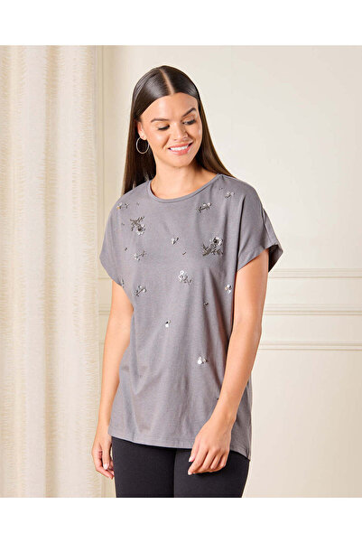 REDTAG تي شيرت رمادي مزخرف للنساء