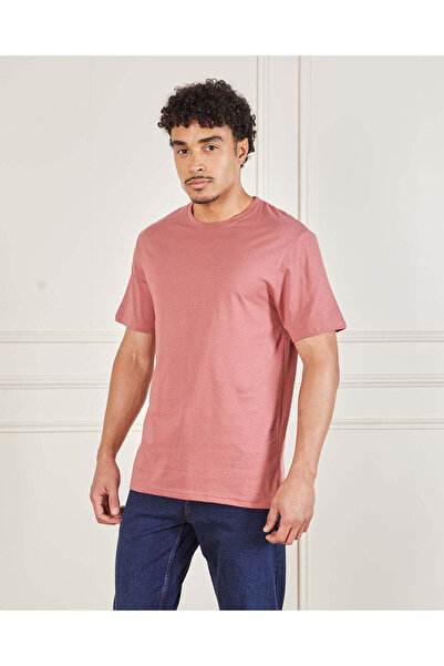 REDTAG تي شيرت رجالي وردي سادة