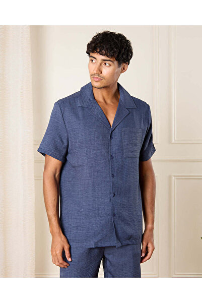 REDTAG Men Navy Solid Lounge T-Shirt