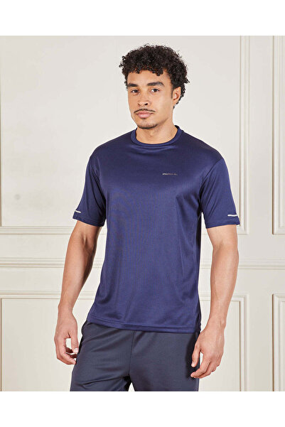 REDTAG Men Navy Printed Active T-Shirt