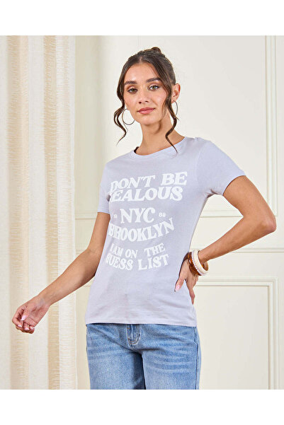 REDTAG تي شيرت نسائي مطبوع باللون البنفسجي