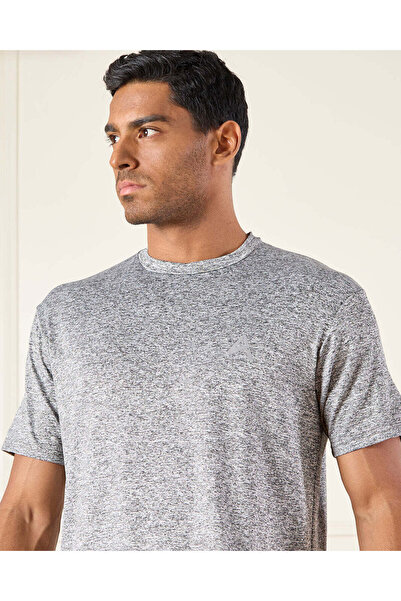REDTAG Men Charcoal Plain Active T-Shirt