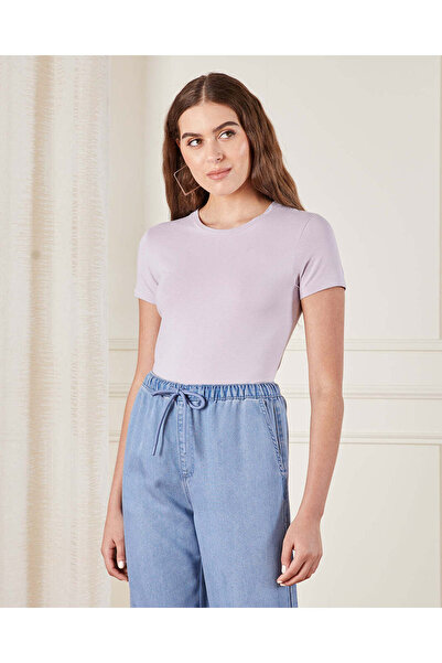 REDTAG تي شيرت نسائي أساسي باللون البنفسجي