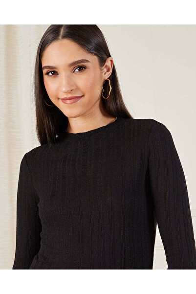 REDTAG Women Black Textured Long Sleeve Top