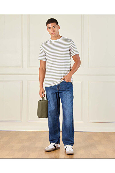 REDTAG Men Grey Jacquard T-Shirt