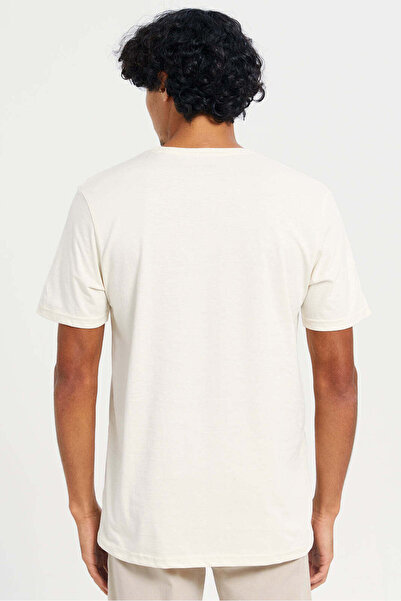 REDTAG Men Ivory Basic T-Shirt
