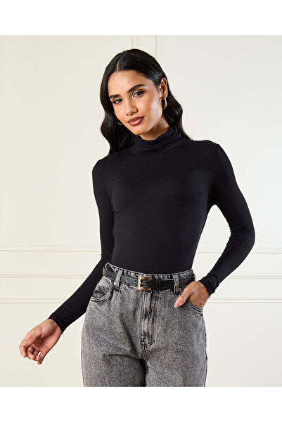 REDTAG Women Black Turtle Neck Top