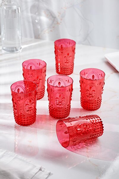 Mustran Acrylic Red Single Short Cup & Water Soft Drink Coffee Side Cup 400 ml (Not Glass)