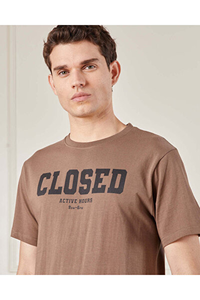 REDTAG Men Brown Graphic T-Shirt