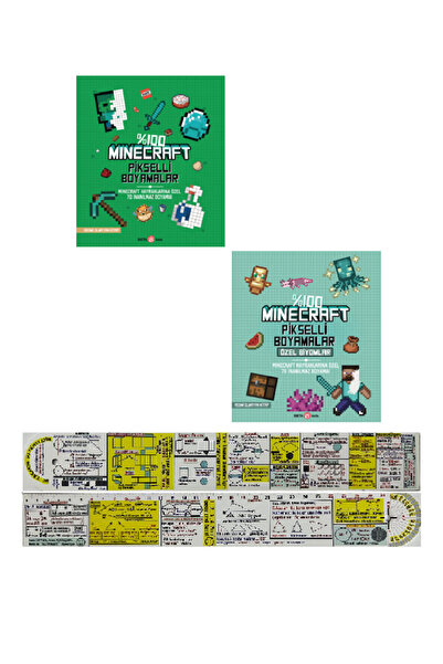 Beta Kitap Minecraft Pikselli Boyamalar 2'li Set + Mat. Öğreten Cetvel