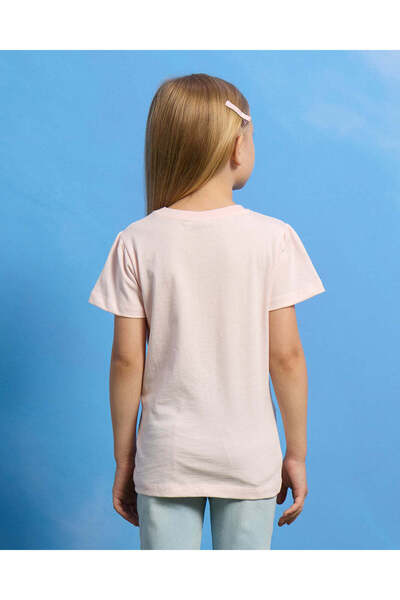 REDTAG Girls Peach Mermaid Placement Print T-Shirt