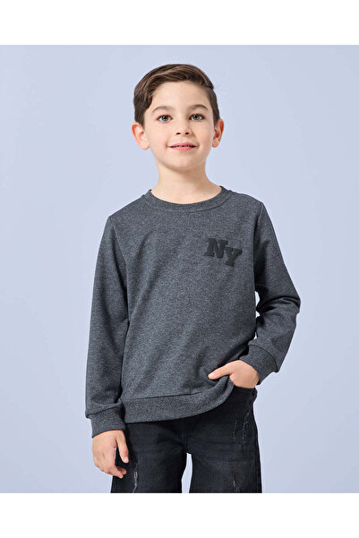 REDTAG Boys Charcoal Printed T-Shirt