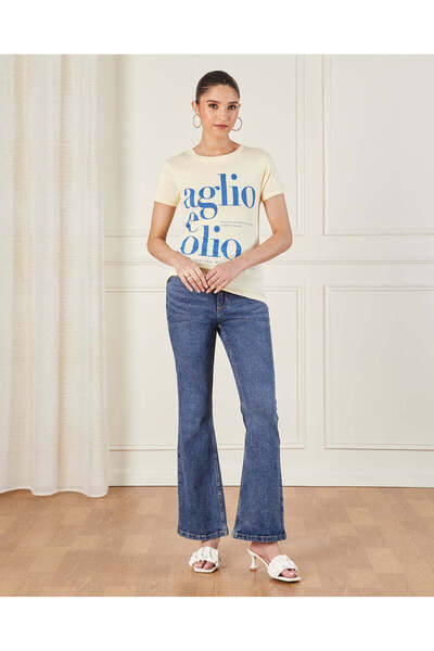 REDTAG Women Yellow Printed T-Shirt