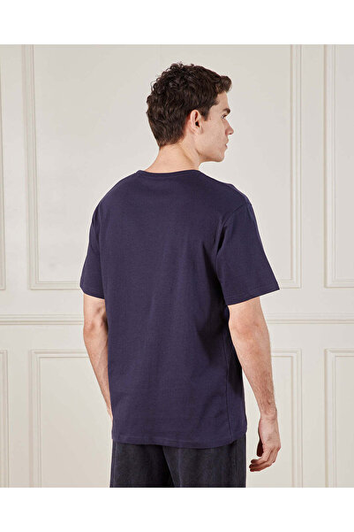 REDTAG Men Navy Basic Solid T-Shirt