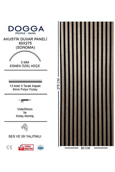 BAKİ AHŞAP Slim Akustik Duvar Paneli , İskandinav Çıtalama Duvar Çıtası 60x275
