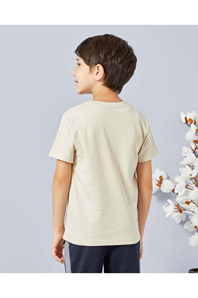 REDTAG Boys Beige Printed T-Shirt