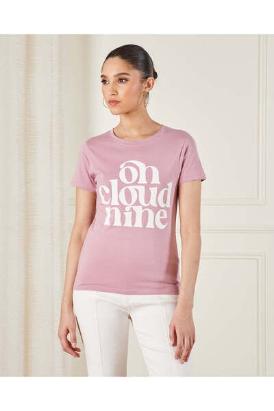 REDTAG تي شيرت نسائي مطبوع باللون البنفسجي