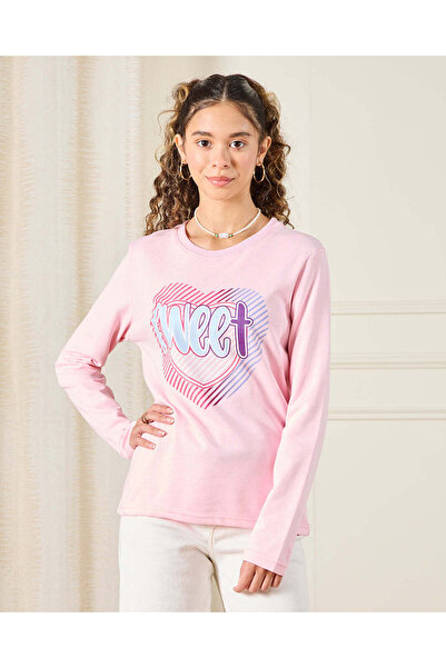 REDTAG Senior Girls Pink Sweet Print T-Shirt