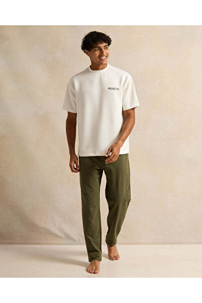 REDTAG Men White Printed Lounge T-Shirt