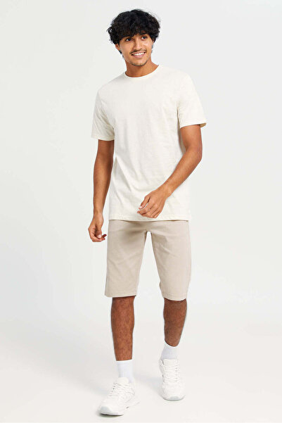 REDTAG Men Ivory Basic T-Shirt