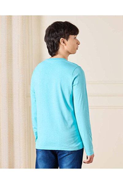 REDTAG Senior Boys Teal Astronaut Selfie Graphic T-Shirt