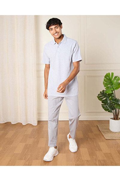 REDTAG Men Grey Basic Polo Shirt