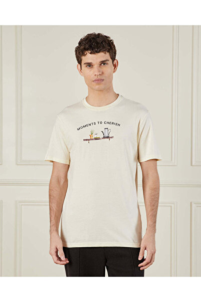 REDTAG Men Ivory Graphic T-Shirt