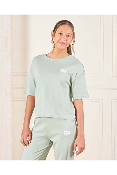 REDTAG Senior Girls Green Printed T-Shirt