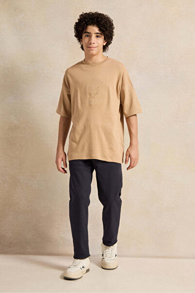 REDTAG Senior Boys Beige Oversize T-Shirt