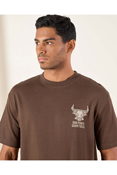 REDTAG Men Brown Printed T-Shirt
