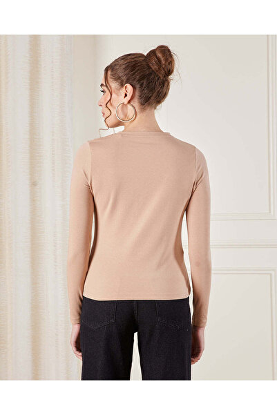 REDTAG Women Beige Crew Neck Basic T-Shirt