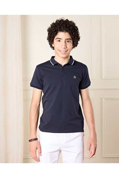 REDTAG Senior Boys Navy Embellished Casual T-Shirt