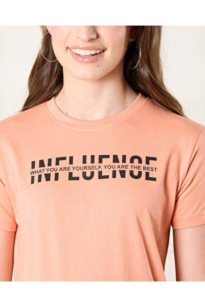 REDTAG Senior Girls Orange Printed T-Shirt