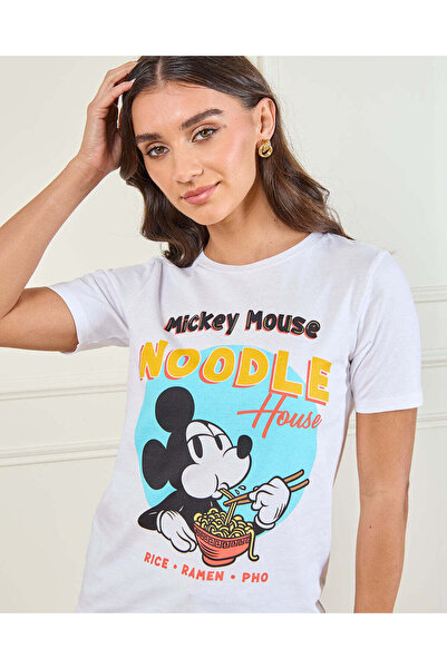 REDTAG Women White Mickey Mouse Graphic T-Shirt