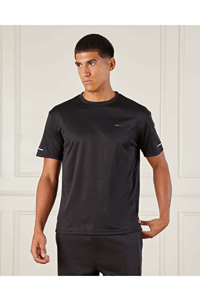 REDTAG Men Black Printed Active T-Shirt